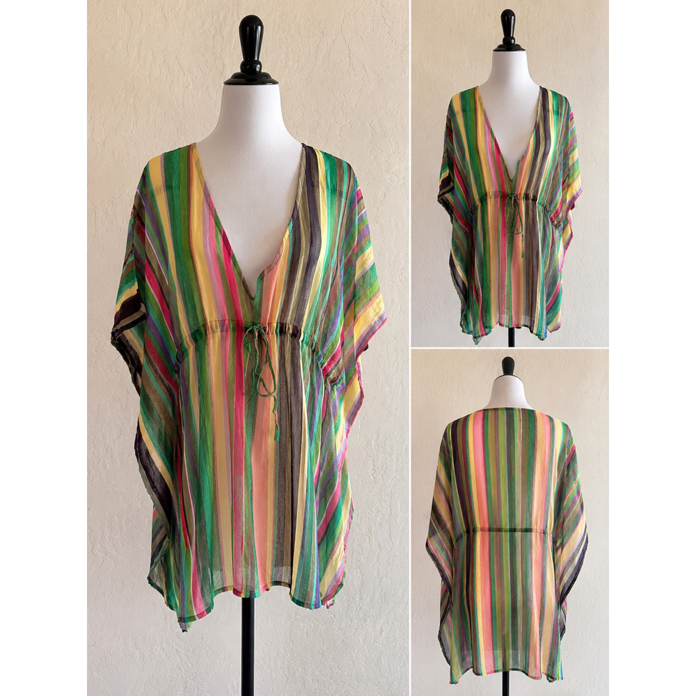 Azura Women’s L Multicolor Striped V-neck Beach Cover-up
